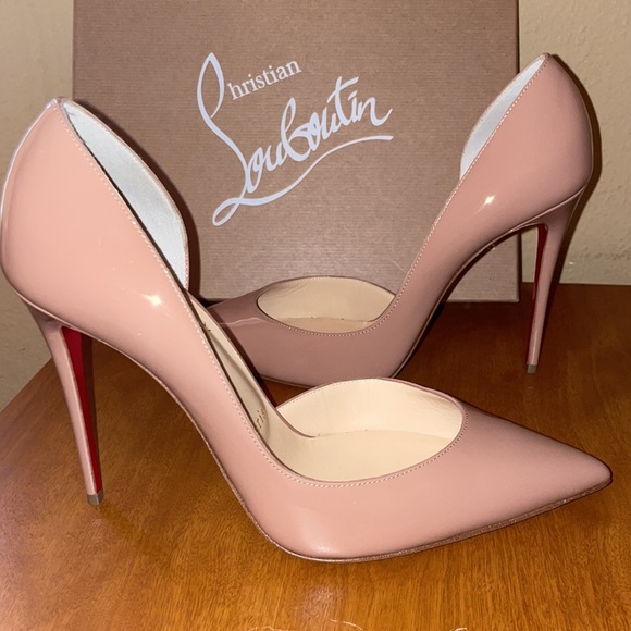 Iriza Patent 100mm Half-d'Orsay Red Sole High-Heel Pumps - Picture 3 of 5